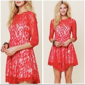 Valentine's Dress Red Lace Free People Dress